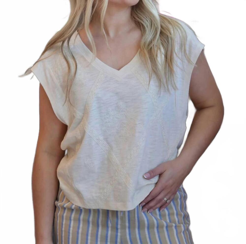 NEW ANOTHER LOVE graciela embossed tee in vintage cream